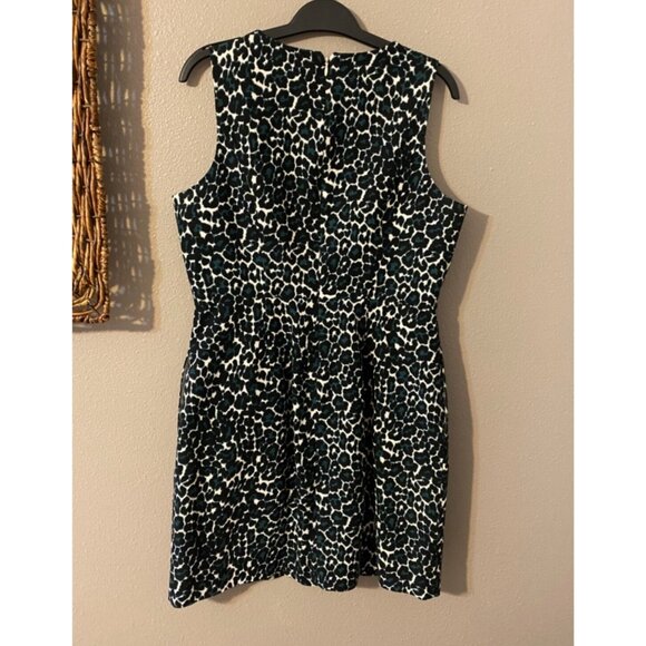 J Crew Sheath Dress 8 Emerald Green Black White Cotton Sleeveless Pockets - Picture 4 of 4